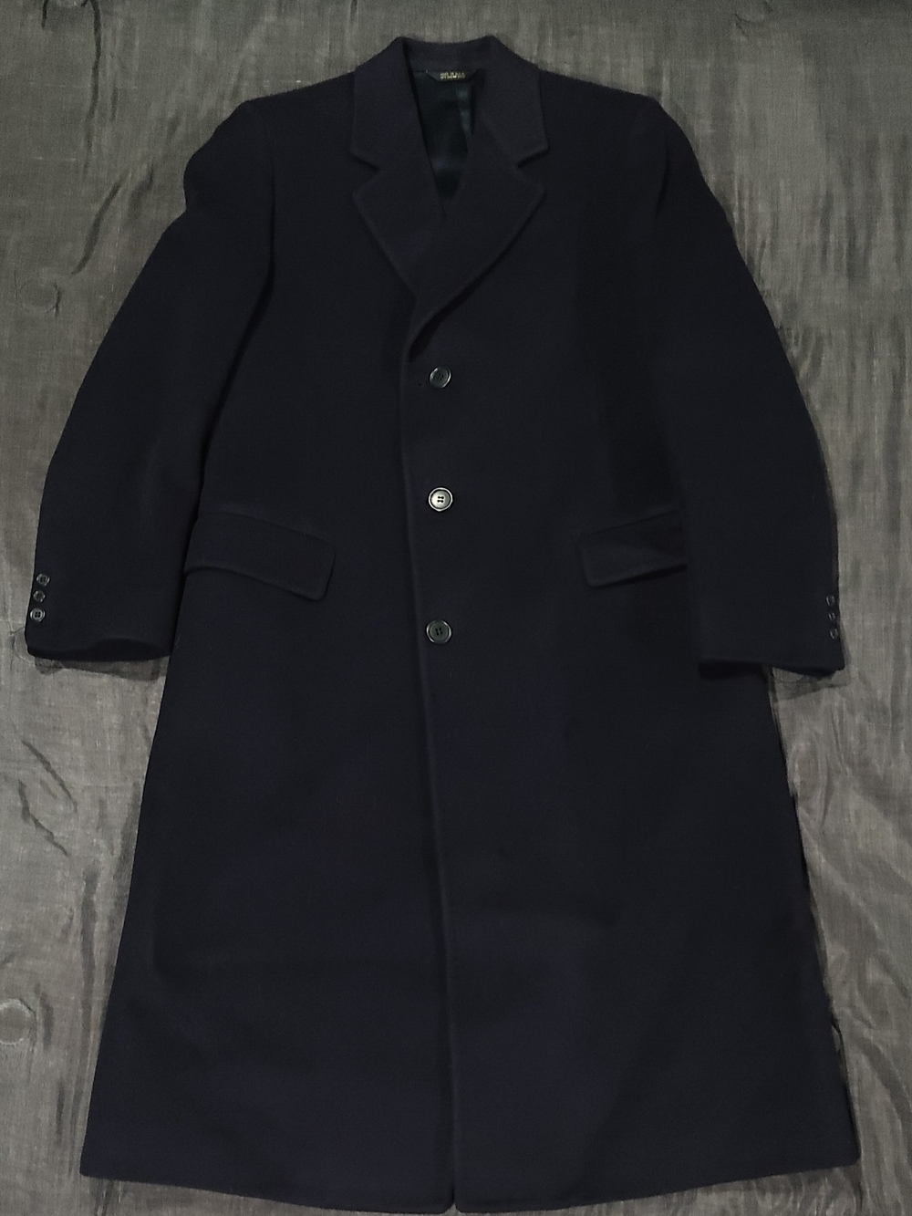 Vintage 100% Cashmere Navy Long Overcoat - Marsh's (Huntinton Village, NY)